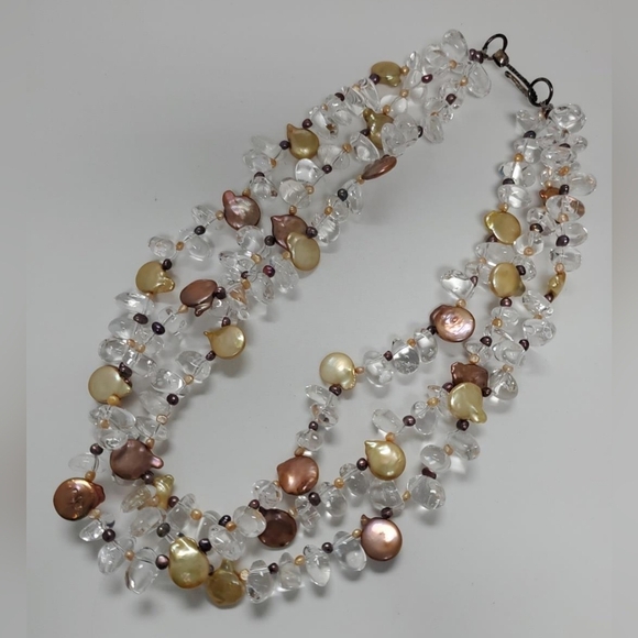 3 Standar Quartz Genuine Peral Necklace / Sterling Clasp Free Pearl  Earrings - Picture 1 of 17